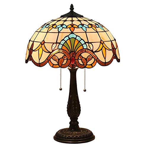 Table Lamp Lampade da Tavolo in Stile Barocco Paralume in Vetro colorato Base Antica per Lampada da scrivania da Comodino Camera da Letto Soggiorno Office Lamp