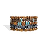 72ore Pulseras de madera bohemias para mujer, pulsera de madera con cuentas, joyería vintage para hombres y mujeres, joyería de moda, Cuentas, No es una piedra preciosa