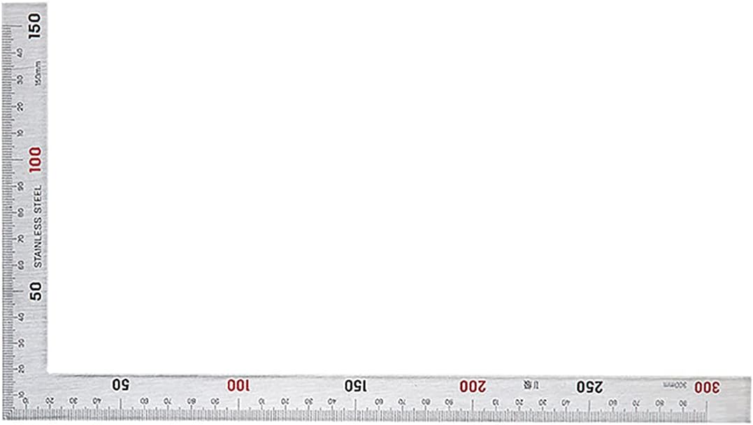 Metal L Shape Square Ruler, 90 Degree Framing Square Ruler, Easy to Read 2" x 12" Standard - 50mm x 300mm Metric, Professional Right Angle Ruler Carpenters Square