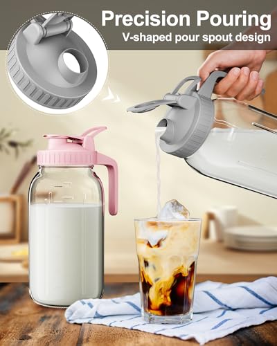 image for OneDream Breast Milk Pitcher, Mason Jar 32 oz, Heavy Duty Wide Mouth J