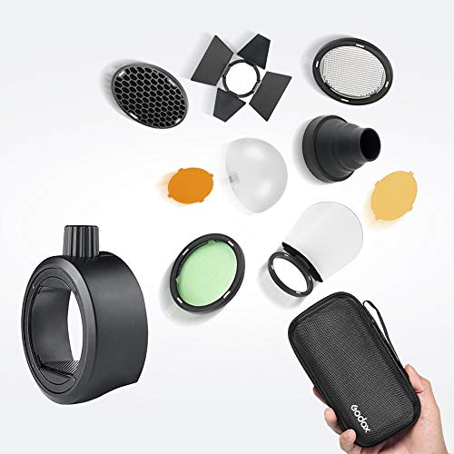 Godox S-R1 and AK-R1 Flash Speedlight Adapter Barn Door, Snoot, Color Filter, Reflector