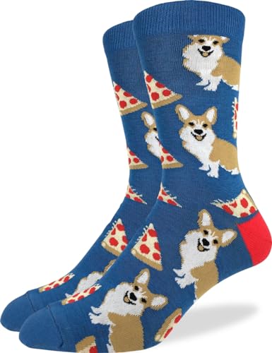 Good Luck Sock Men's Corgi Pizza Dog Socks, Adult