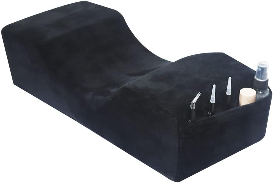 Salon Eyelash Extension Neck Pillow - Comfortable Velvet Beauty Memory Foam Pillow,to Protect The Neck When Used for Lash Extension Grafting Make Up (Black)