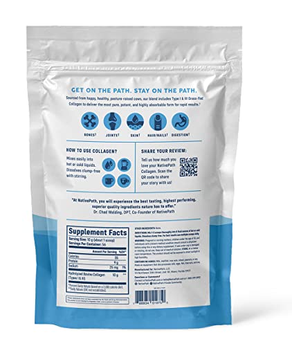 NativePath Collagen Peptides Protein - Hydrolyzed Type 1 & 3 Collagen Powder for Skin, Hair, Nails - Collagen Powder for Skin - 19.8 oz (56 Servings)