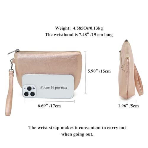Image of Small Wristlet Wallets for Women, Zip Clutch Bag with Wristlet Pouch, 3-Zipper Original Design