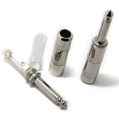 Ancable 10-Pack Audio 1/4 Plugs TS Jumbo Plugs Solder Type for Guitar, Instrument, Speaker/Microphone/Patch Cables - 6.35mm Male 1/4 Inch Phone Plug