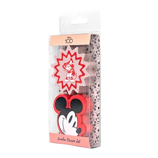 Grupo Erik Goma de borrar Disney Mickey 100 Aniversario - Pack gomas de borrar Disney/Set gomas de borrar Mickey para la vuelta al cole - Papeleria Disney - Licencia oficial