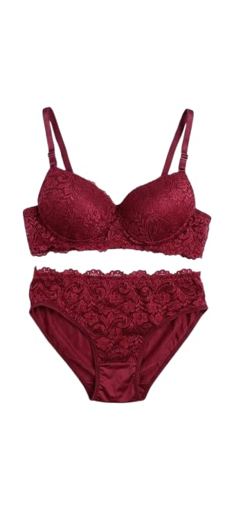 unisoul Women's Push-Up Bra Panty Set | Bridal Lingerie Set | Padded Non-Wired Lace Bra with Matching Panty | Soft Comfortable Honeymoon Lingerie | Adjustable Straps-picture-37