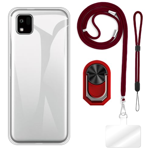 ESACMOT [4 in 1] �P�[�X Kyocera Kantan Sumaho 3 �Ƃ̌݊�������A�X�g���b�v�A���X�g�o���h�A�����O�t���A�ϏՌ��ی�J�o�[���s�p�Z�b�g (�N���A�P�[�X + ���b�h�Z�b�g)