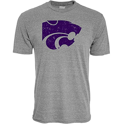 Blue 84 Men's Kansas State Wildcats Tri-Blend T-Shirt Vintage Icon Heather Grey, Grey, Large