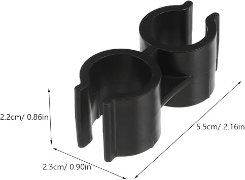 VOSAREA 4pcs Clip for Broom and Dustpan, Black Plastic Broom and Dustpan Connector Clip, Double Pipe Clamp Fastener for Space Saving Storage Organizer