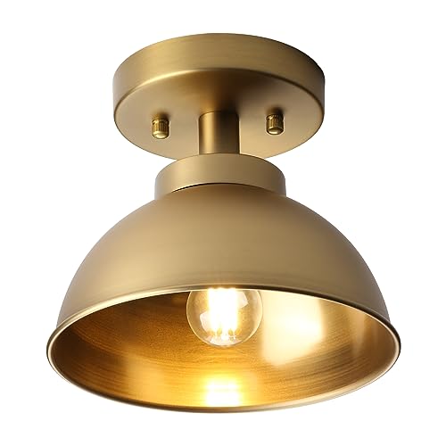 Pathson XLUS1052X Metal Flush Mounted Ceiling Lighting, Vintage Brass Finish Ceiling Light Fixture cover