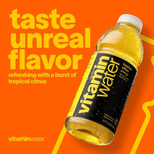 vitaminwater Energy Tropical Citrus, Flavored Water Beverage, 20 fl oz Bottles, 12 Pack