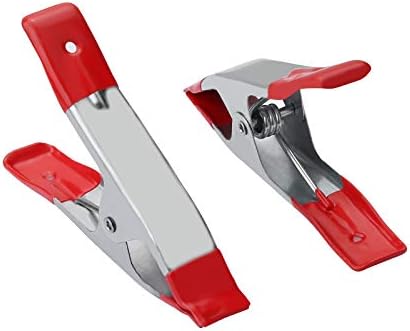 4 Pieces Metal Spring Clamps Heavy Duty, Large Market Stall Clips with Rubber Coated Tipped Grip for Camping Tarpaulin Woodworking Crafts, Silver, 6 Inch