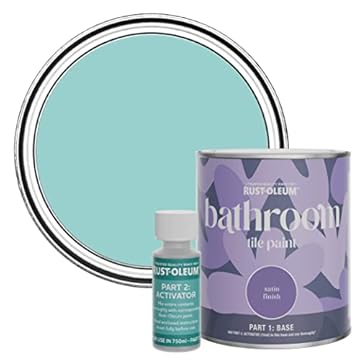 Rust-Oleum Blue Water-Resistant Bathroom Tile Paint in Satin Finish - Teal 750ml