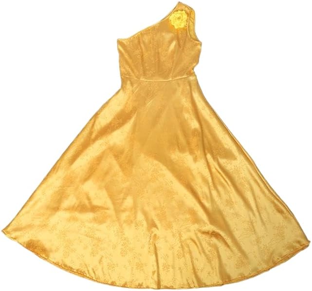 Animatrix Judy Gala Costume Yellow Dress Golden Ball Gown Cosplay Outfit Set 3 Pieces with Flower Hair Accessories for Adults