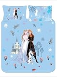 Disney Frozen Double Duvet Cover Set – Official Reversible Bedding for Kids – Elsa, Anna & Olaf – Polycotton Double Quilt Cover & 2 Pillowcases – Machine Washable Girls Bedroom Set