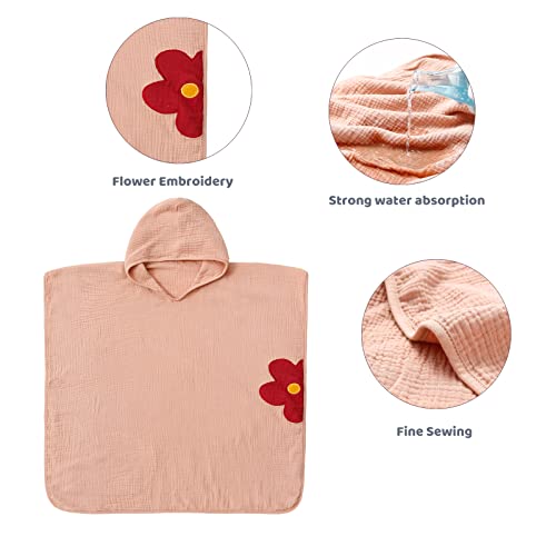 Insular Baby Bath Hooded Towel For Toddler, Kids Beach/Pool Towel For Boys Girls,Ultra Soft And Hypoallergenic Muslin Bath Towel, Pink Flower #TOP2