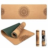 Workout Mat with Carrying Strap - 6mm Thick Cork Yoga Mat (72” x 24”) - Non-Slip Cork Mat for Home, Gym, Fitness & Hot Yoga - Lightweight, Cushioned, Durable & Sweat-Resistant by Fitby