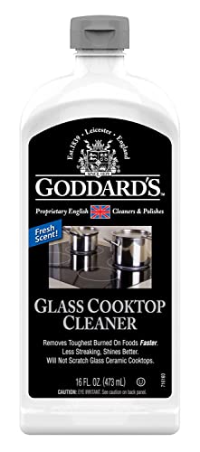 Goddard's Glass Cooktop Cleaner – Non-Abrasive Glass Cleaner for Stove Top Covers – Hard Water Stain Remover & Spot Cleaner to Protect, Polish & Shine – Easy-to-Apply Stove Top Cleaner (16 oz)