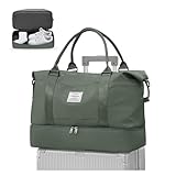 WEPLAN Sac de Voyage 45x36x20 pour Easyjet Bagage à Main Avion Sac Weekend Femme Homme Sacs Cabine Impermeable Sacs de Sport Voyage avec Compartiment à Chaussures Travel Bag,A03 Vert Armée