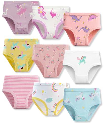 SIMIYA Unterhosen Mädchen aus Baumwolle Bequeme Unterwäsche Mädchen Atmungsaktive Schlüpfer Mädchen für Kinder 9er Pack(ColorA 5-6 Jahre)