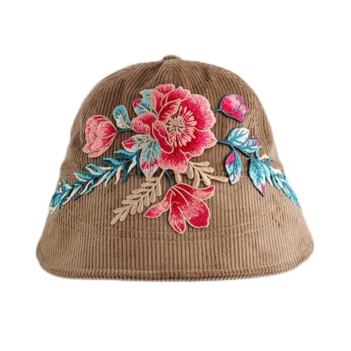 Casquette à fleurs brodées grand bord pour randonnée et terrasses