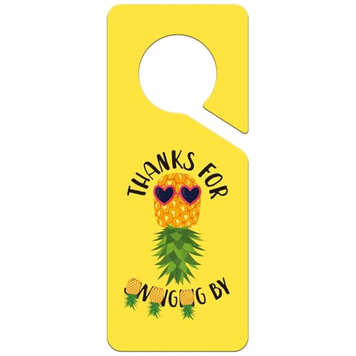 Upside Down Pineapple Door Sign - Shejdgart Funny Pineapple Double Sided Door Hanging Signs Wedding Gifts for Couples PVC Door Knob Hanger for Bedroom Living Room Indoor Hotel Home Decor