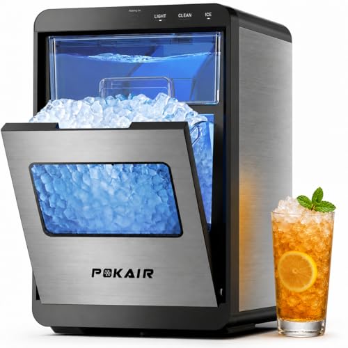 POKAIR Ice Maker Nugget Ice Maker 44lbs/Day Instant Ice & Self-Cleaning