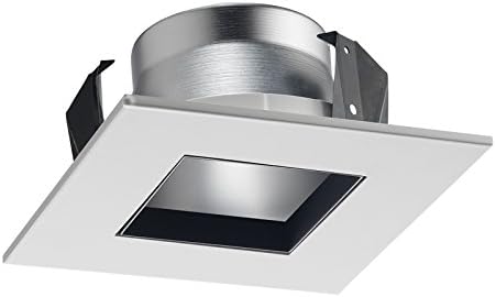 Juno17SQ WWH 4" Square Shower Recessed, Frosted Glass with White Trim, 4 Inches