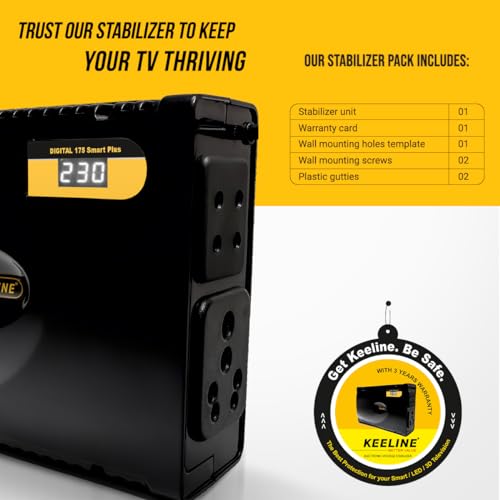Image of Digital-175 Smart Plus 3, TV Stabilizer for up to 203 cm (80'') Smart /LED TV + Set Top Box + Home Theatre | 3 Year Warranty |Gaming|Advanced Power Protection | LED Display|Jet Black