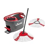 vileda bodenwischer set premium Ergonomischer, leichter Eimer mit praktischem Ausguss und Stielhalter für den 3-teiligem Teleskopstiel (bis zu 130cm ausziehbar)