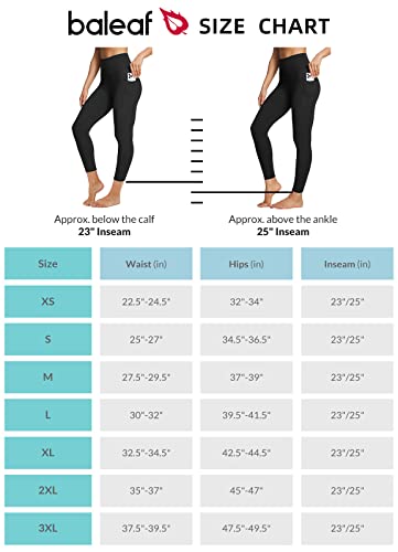 Baleaf 7/8 Workout Athletic Leggings For Women High Waist Soft Yoga Running Petite Ankle Pants With Deep Pockets 23" Black M #TOP5