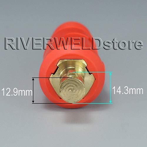 RIVERWELD TIG Welding Cable Panel Connector Plug & Socket Set DKJ35-50 & DKZ35-50 315Amp with Red Color Dinse-Style Quick Fitting 4pcs