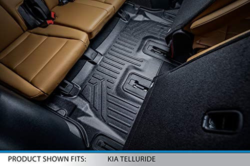 Smartliner All Weather Custom Fit Black 3 Row Floor Mat Liner Set Compatible With 2020-2023 Kia Telluride With 2Nd Row Bench Or Bucket Seats With Center Console #TOP4