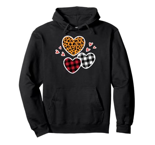 Valentines Day Hearts Plaid Leopard Pattern Women Girls Kids Pullover