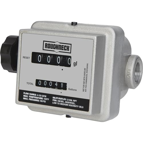 Roughneck Mechanical Fuel Meter - 4-20 GPM, 3/4in. Inlet/Outlet
