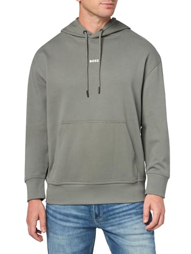 BOSS Men's Center Logo French Terry Hooded Sweatshirt