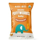 Puffworks Baby Organic Peanut Butter Puffs, Pack of 12 | Non-GMO | Gluten-Free | Kosher | Vegan | Dairy-Free