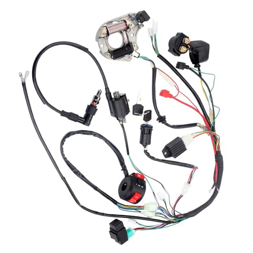 Kacepar Faisceau de câbles pour kit d'allumage CDI, kit d'allumage CDI de faisceau de câbles Compatible avec quad 49cc 50cc, motocross 80cc, scooter 90cc,...