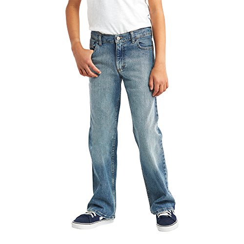 Wrangler Authentics Big Boys' Boot Cut Jeans, stonewash indigo, 14