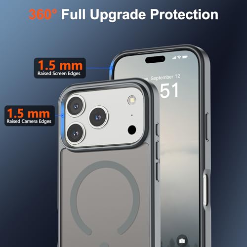 Image of SUPFINE Magnetic for iPhone 17 Pro Case (Compatible with MagSafe)(Military Grade Drop Protection) Translucent Matte Shockproof with Anti-Fingerprint Phone Cover,Gray