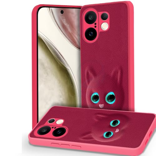 Image of AESTMO Back Case Cover for Vivo X200 FE 5G Back Cover | 3D Cat Cover | Leather Finish | Full Body Protection | Camera Protection Back Cover for Vivo X200 FE 5G (Pink)