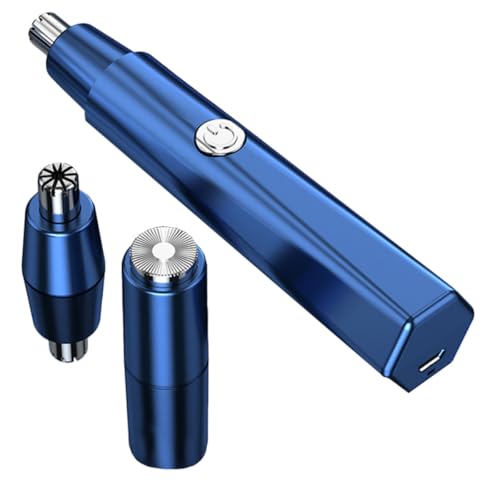 Alipis Recortadora de Pelos para Nariz y Barba Azul Sistema de Corte Rotatorio y Carga Usb, Recortadora Indolora para Cejas y Vello Facial en Pvc