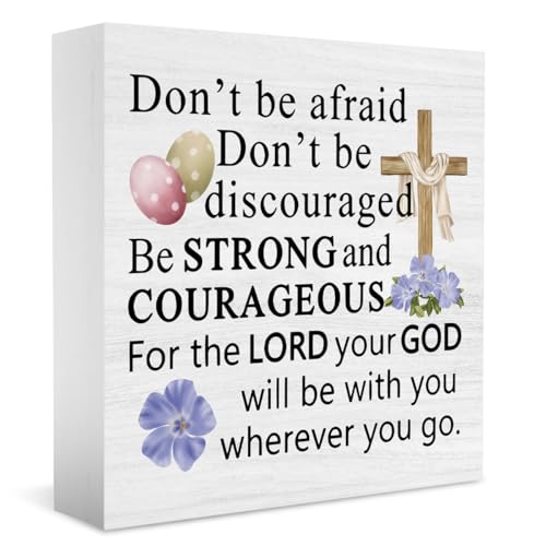 Christian Easter Decor Religious Bible Verses Easter Jesus Cross Decorations for Office Home Farmhouse Bedroom Kitchen Tiered Trays Desk Table Wooden Decor 5 X 5 Inch