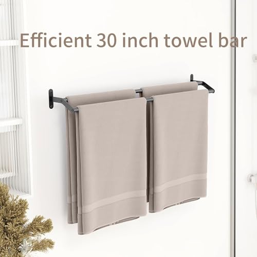 Image of Acrylic Design Double Towel Bar for Bathroom Wall 30 Inch Matte Black, Double Towel Racks for Bathroom Wall Mounted,Bathroom Towel Holder Towel Hanger (Double Bar-Black, 30 in)