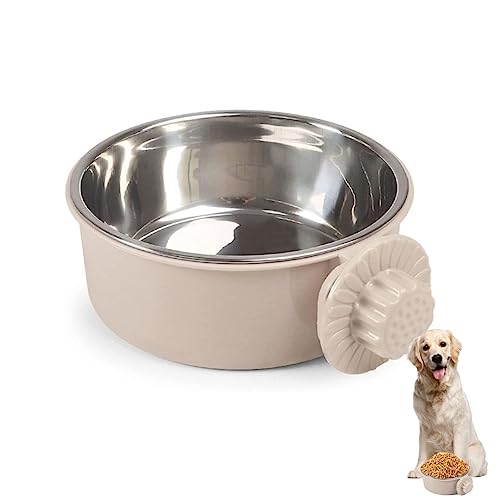 Pet Crate Bowls, Stainless Steel Dog Cage Hanging Bowl Removable Food Water Bowls for Dogs Cats Small Animals (GREY A)