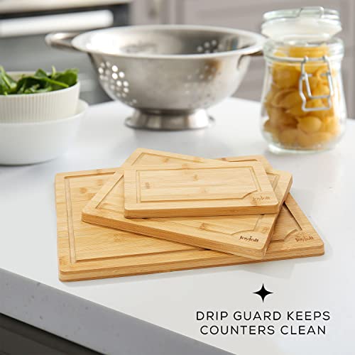 Joyjolt Bamboo Cutting Board Set, Wooden Cutting Boards For Kitchen. Large And Small Wooden Cutting Board Set; Serving Cheese Board, Bread Board Or Chopping Board Set. Non Slip Wood Cutting Board Set #TOP3