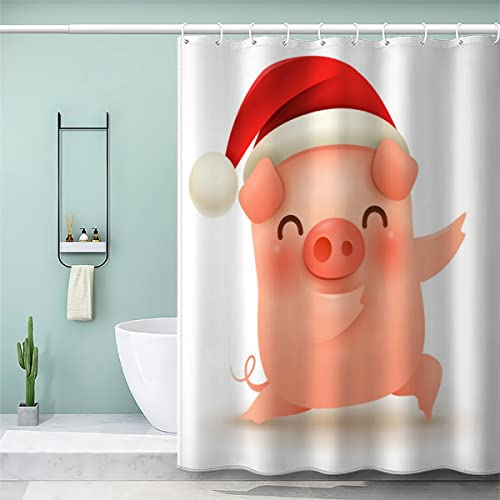 Duschvorhang 180x200 cm Weihnachten Duschvorhang with 12 Hooks Duschvorhang Textil Weiß Schwarz Grau Grün Blau Weihnachtsschwein Badezimmer Vorhänge Hohe Qualität Cover