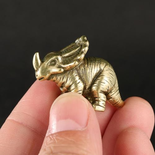 SNCEFL Piccola Statuetta in Ottone, Dinosauro in Ottone, Scultura Ornamentale in Ottone, Ornamento Ornamentale in Metallo in Miniatura in Rame, Ufficio A Casa, Scultura di Fusione Feng Shui